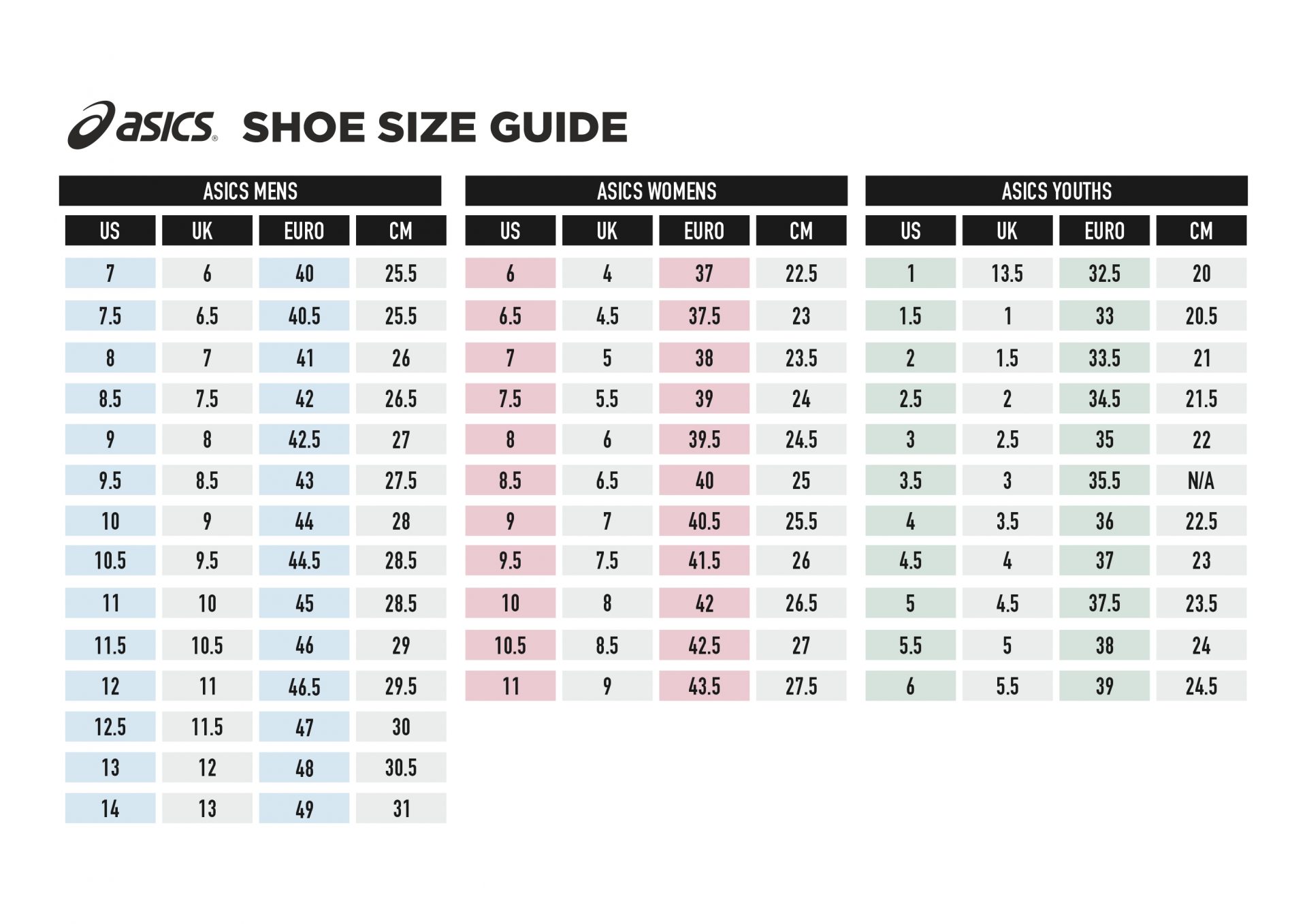 Asics Shoe Size Conversion Chart | SexiezPicz Web Porn
