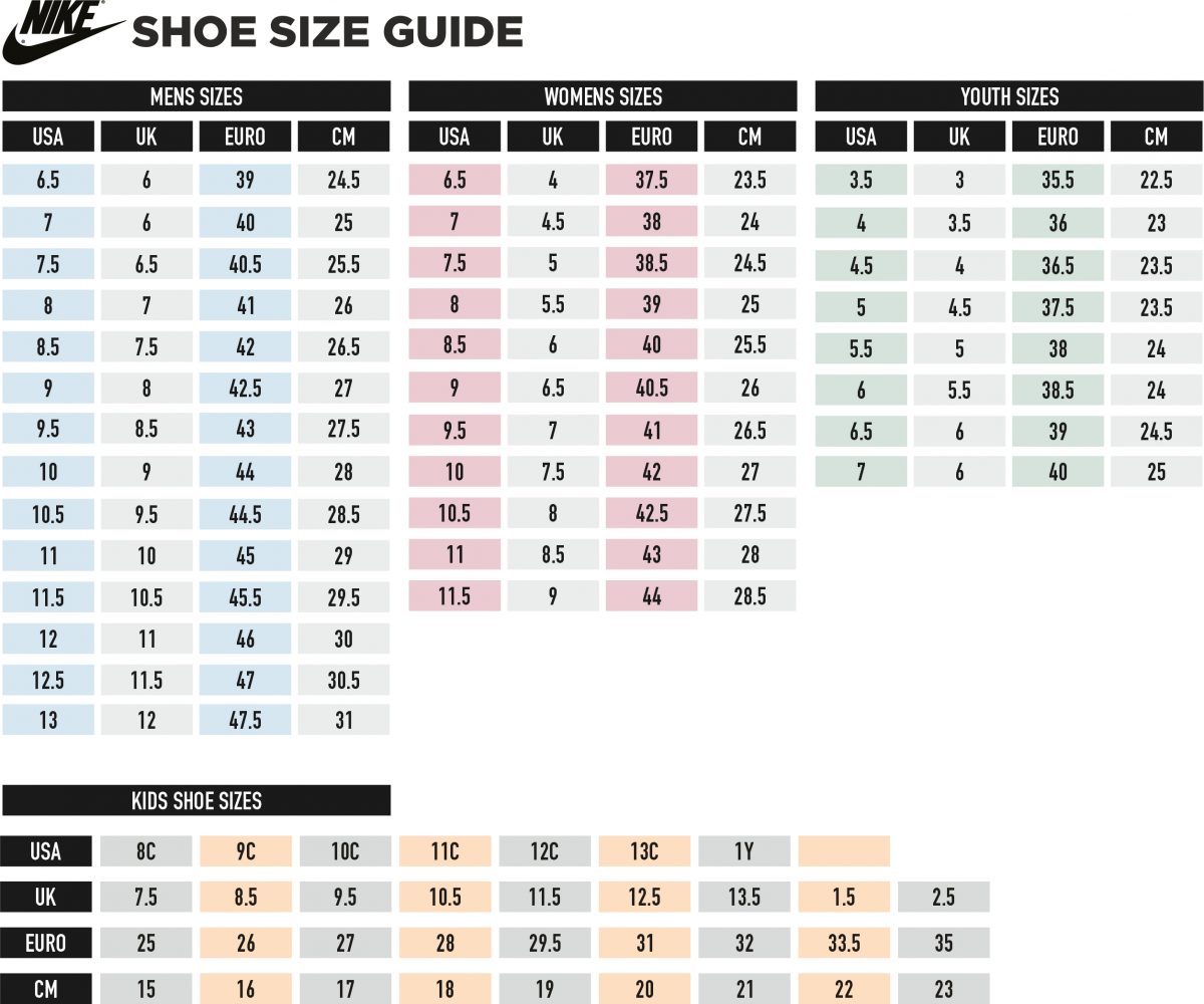 Adidas Vs Nike Shoe Size Chart
